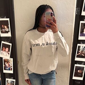 Ariana Grande White Graphic Sweatshirt
